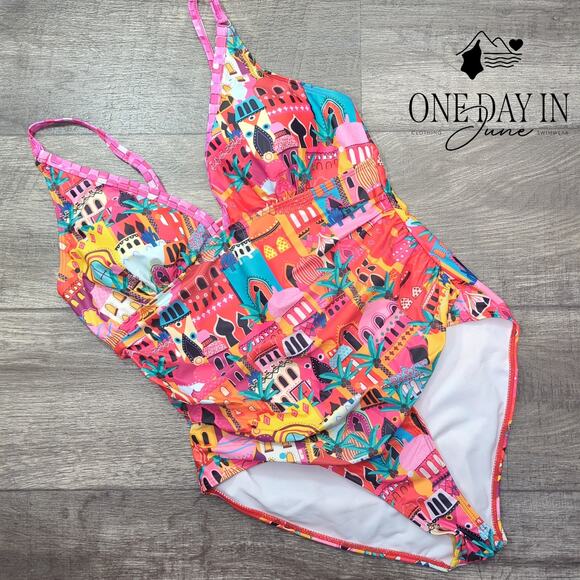 Sporlike V Front Tummy Control One Piece Swimsuit Size L - Picture 3 of 7